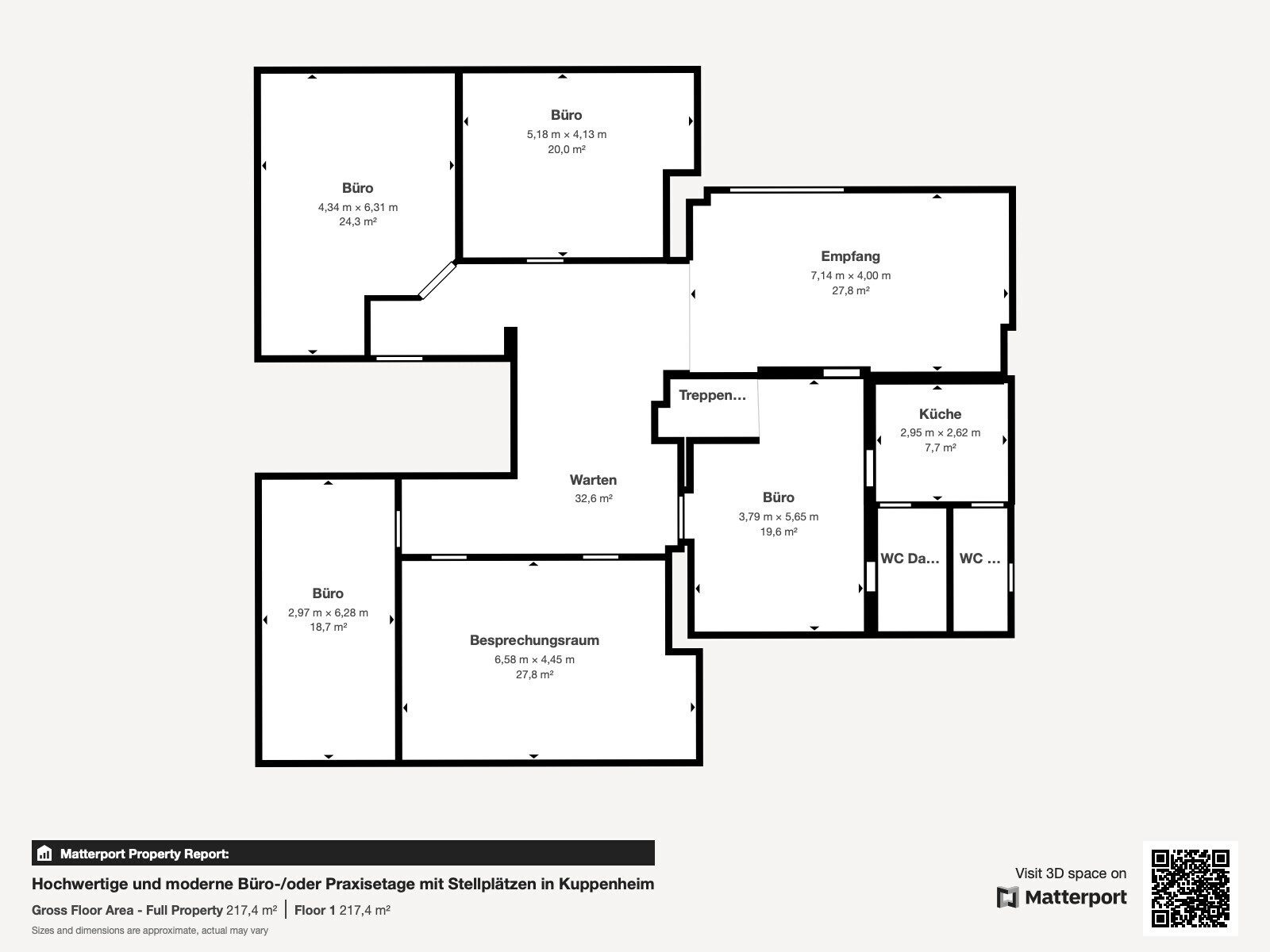 Grundriss mit Maßen Matterport